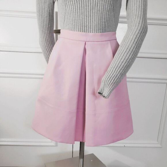 J CREW Pleated High Waisted Skater Skirt in Light Bubblegum Pink- Size 0… - Picture 2 of 15